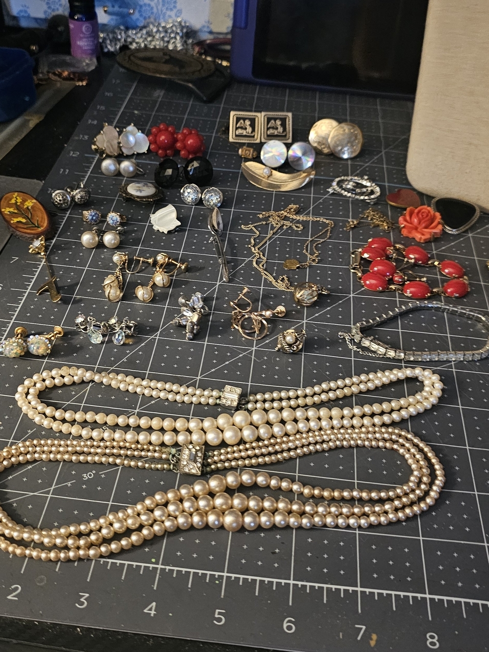 Vintage Huge Mixed Lot Screw On Earrings ,Braceletts ,Pins ,Cuff Links